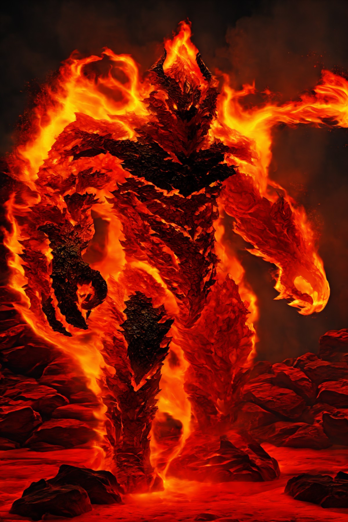 <lora:ElementsV2:0.8> elemental, monster, made of fire